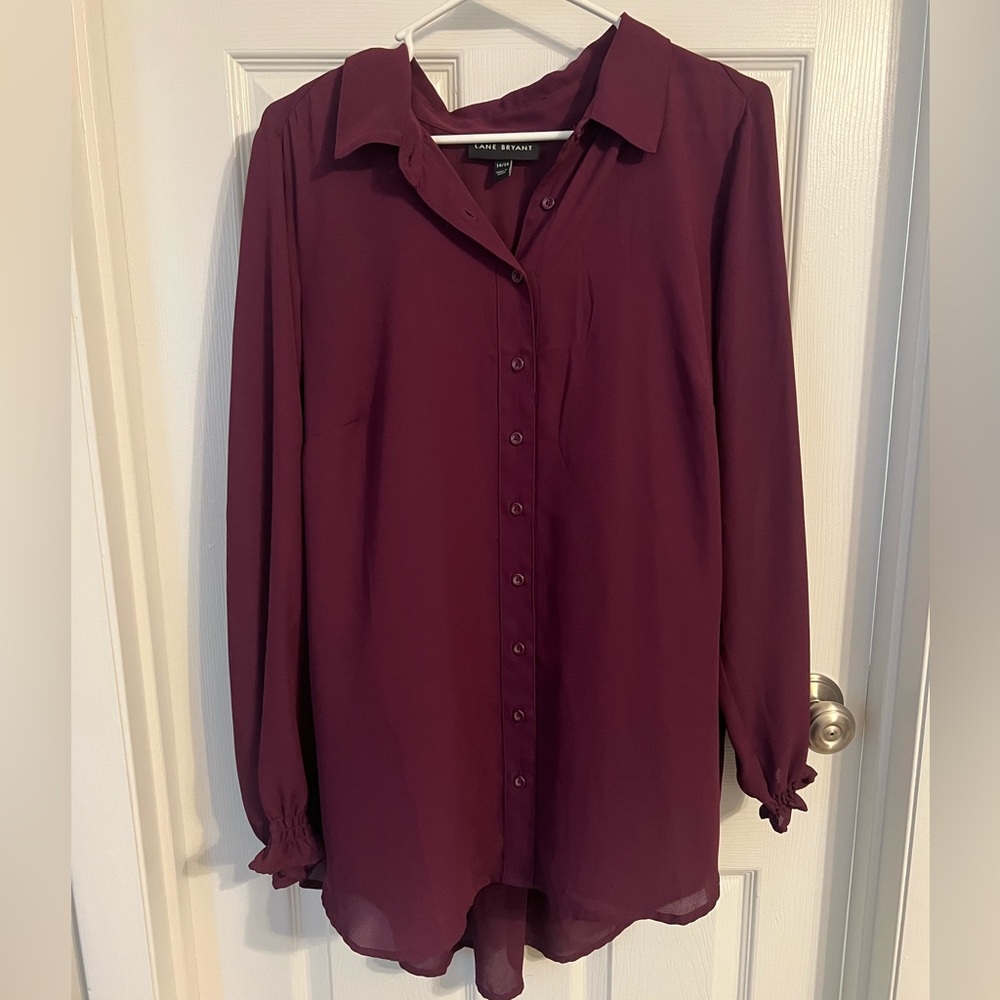 Lane Bryant Red Button Down Shirt